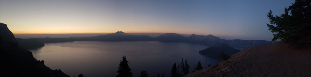 Woke up to this amazing view and sunrise at Crater Lake